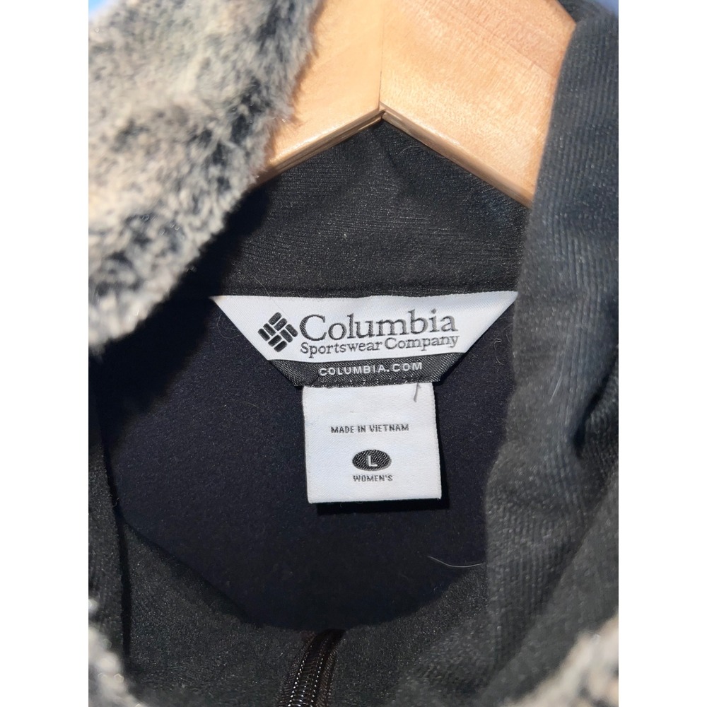 Columbia Womens Brown Softshell Hooded Jacket Faux Fur Lined Full Zip Size Large - Picture 4 of 4